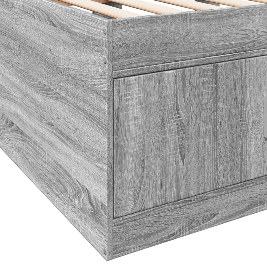 Slaapbank met lades zonder matras 90x200 cm grijs sonoma eiken - Afbeelding 8