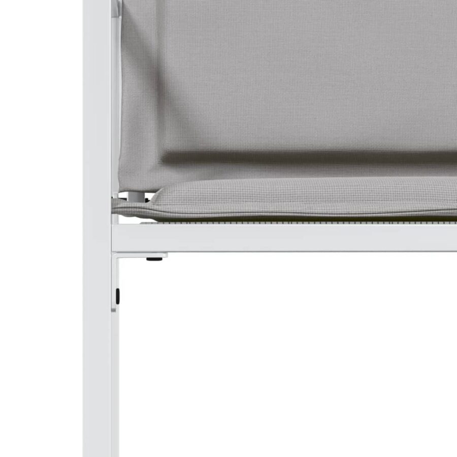 Tuinstoelen 4 st met kussens staal en textileen wit - Afbeelding 9