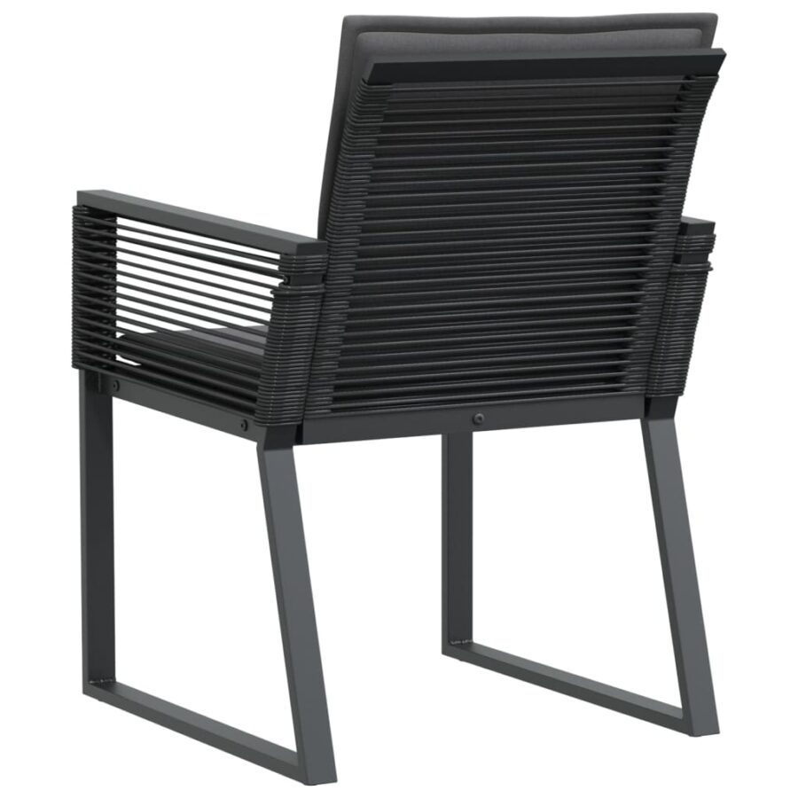 Tuinstoelen 4 st met kussens poly rattan zwart - Afbeelding 7