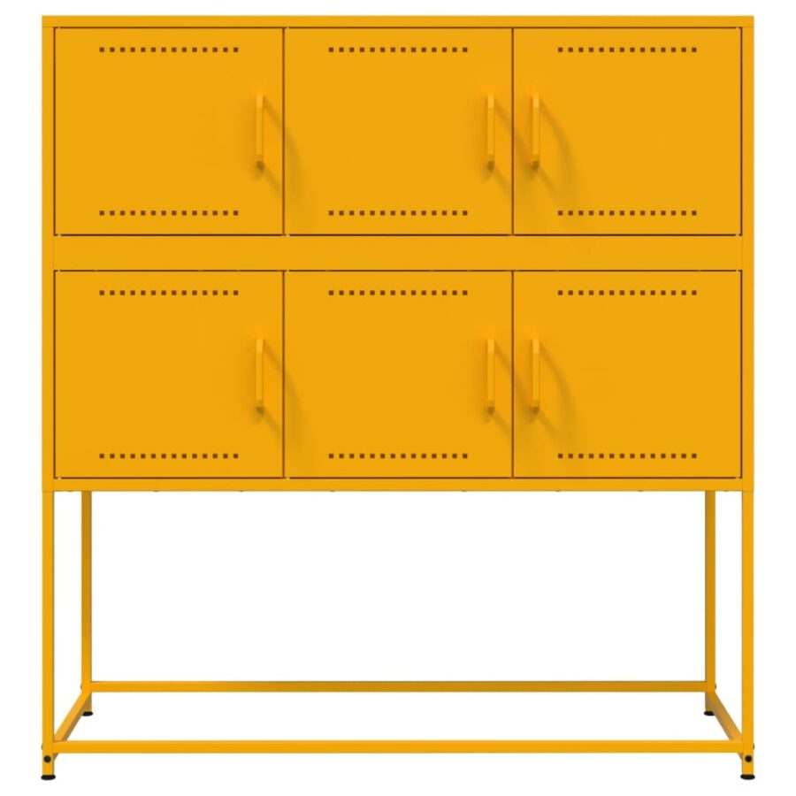 Dressoir 100,5x39x107 cm staal mosterdgeel - Afbeelding 6