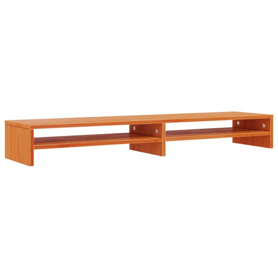 Monitorstandaard 100x24x13 cm massief grenenhout wasbruin - Afbeelding 2
