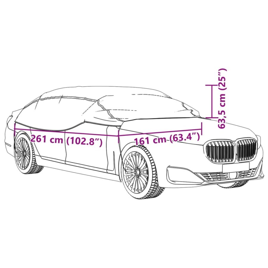 Autohoes voor helft van de auto met haken M PEVA zilverkleurig - Afbeelding 9