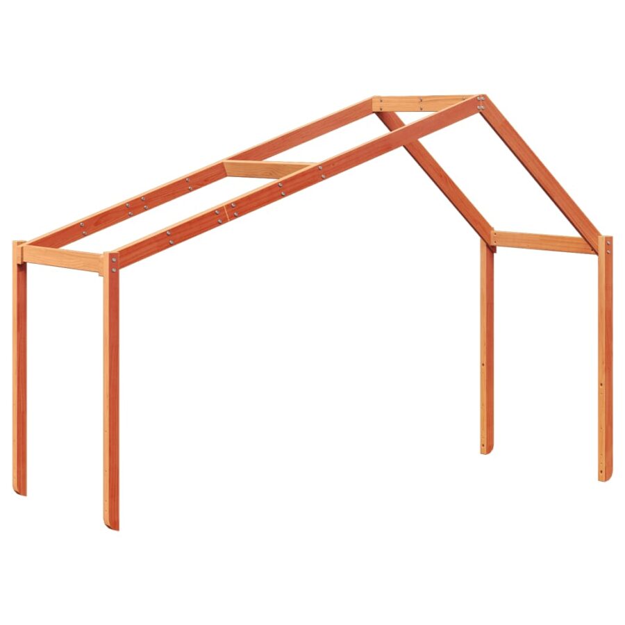 Kinderbedhuisje 203x95,5x142 cm massief grenenhout wasbruin - Afbeelding 2