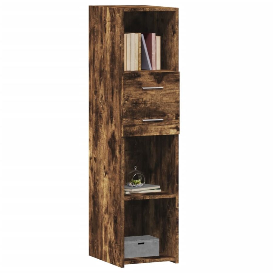 Hoge kast 30x42,5x124 cm bewerkt hout gerookt eikenkleurig - Afbeelding 3