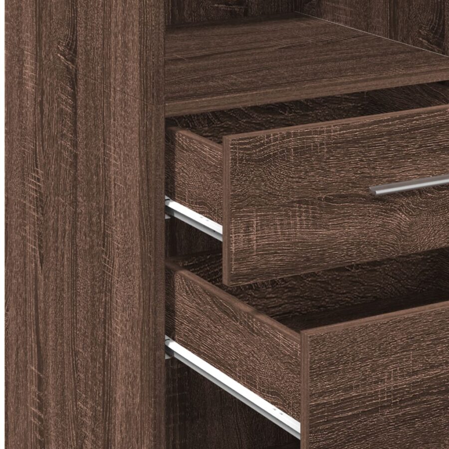 Hoge kast 30x42,5x124 cm bewerkt hout bruin eikenkleurig - Afbeelding 8