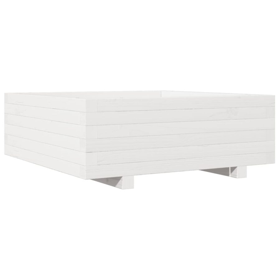 Plantenbak 70x70x26,5 cm massief grenenhout wit - Afbeelding 2