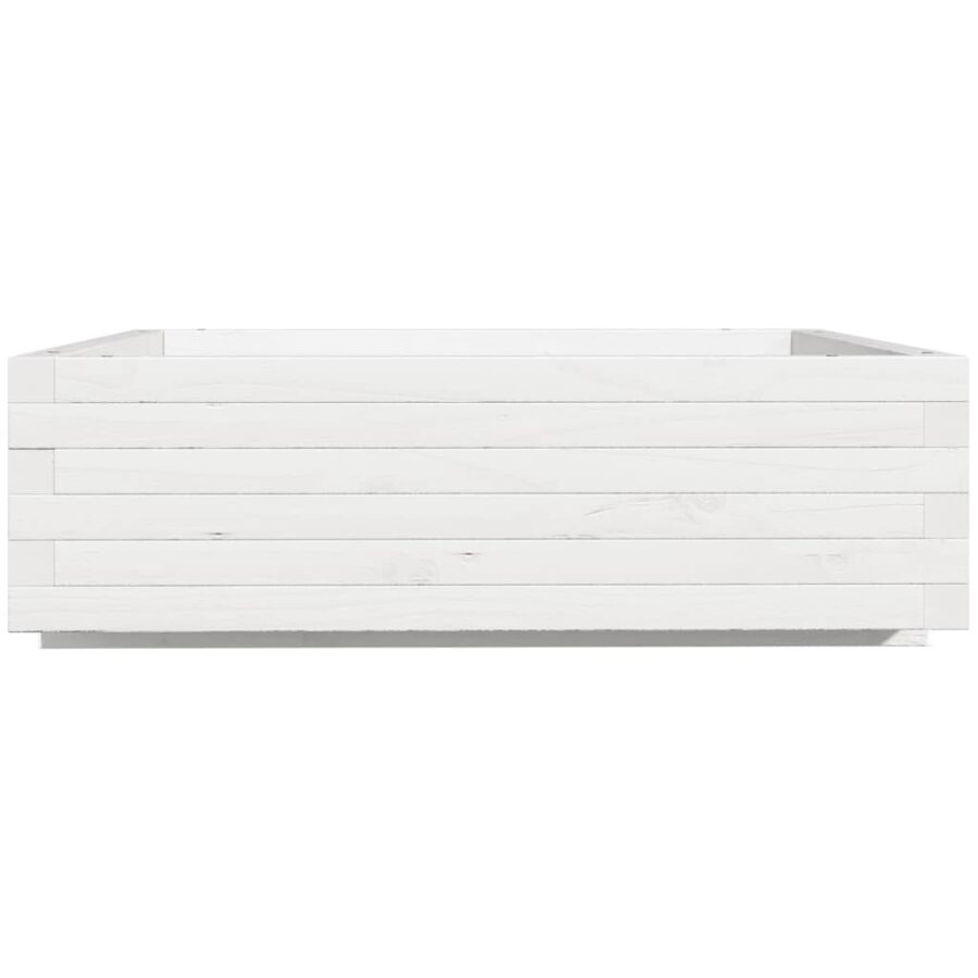 Plantenbak 80x80x26,5 cm massief grenenhout wit - Afbeelding 6