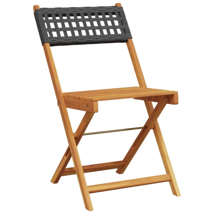 5-delige Tuinset poly rattan en massief hout zwart - Afbeelding 3