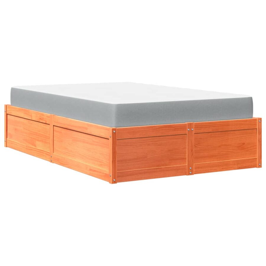 Bed met matras massief grenenhout wasbruin 120x200 cm - Afbeelding 8