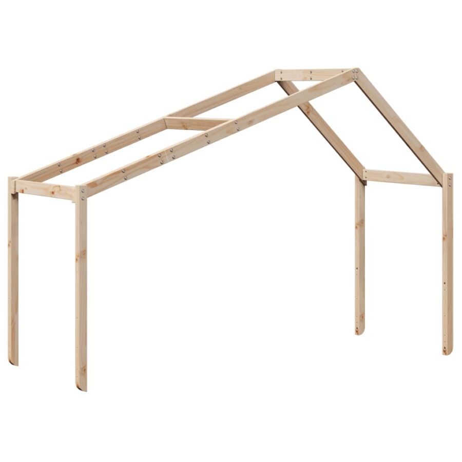 Hoogslaper met dak massief grenenhout wasbruin 75x190 cm - Afbeelding 6