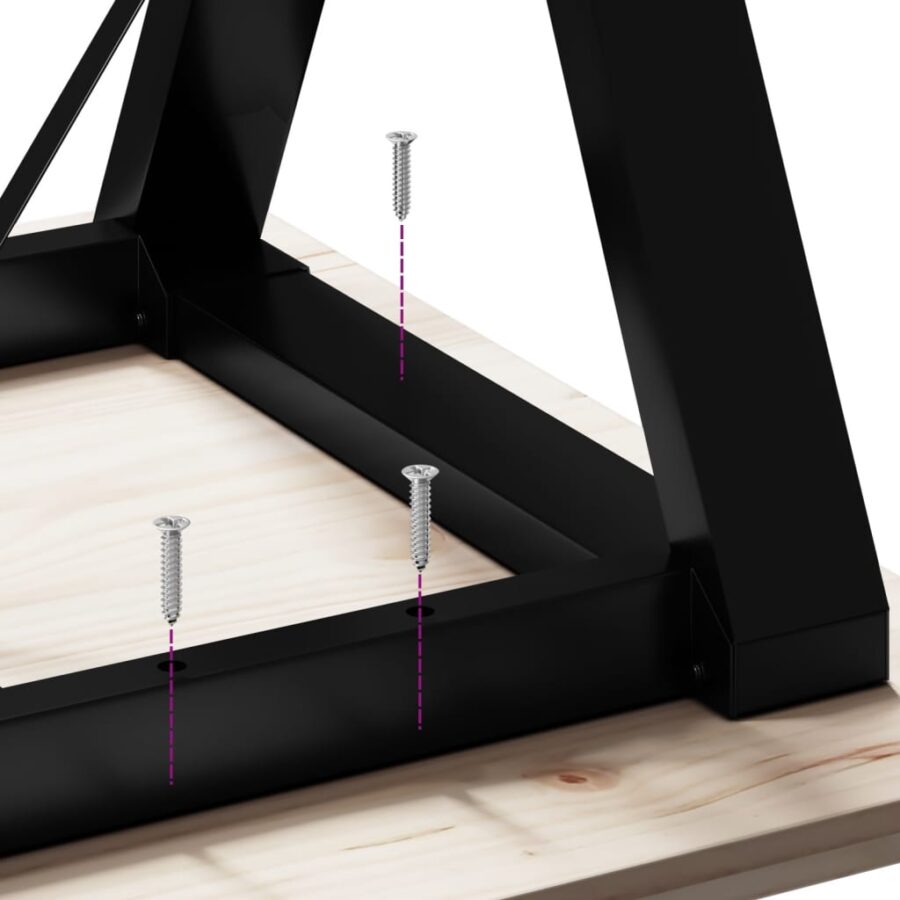 Eettafel Y-frame 140x80x75,5 cm massief grenenhout en gietijzer - Afbeelding 8