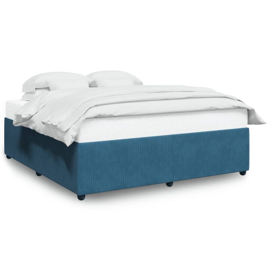 Bedframe fluweel blauw 200x200 cm - Afbeelding 2