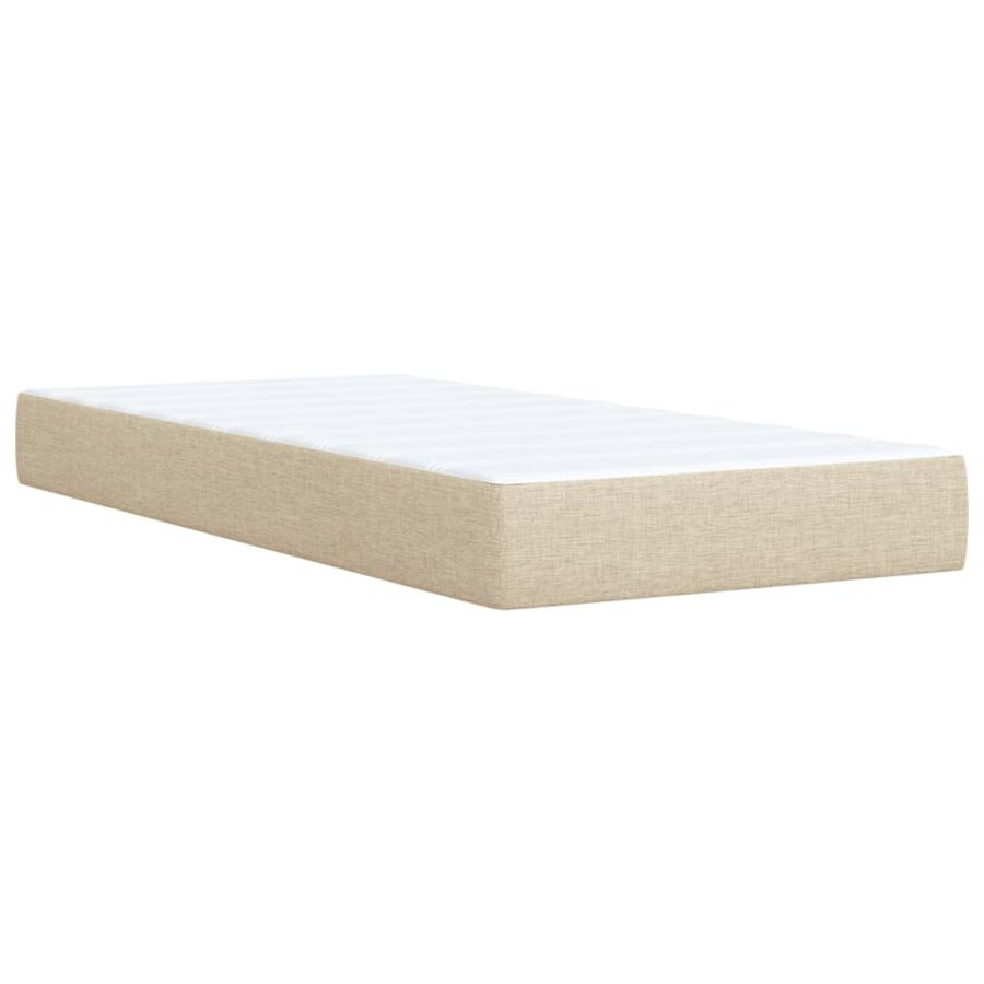 Boxspring met matras stof crèmekleurig 90x200 cm - Afbeelding 8