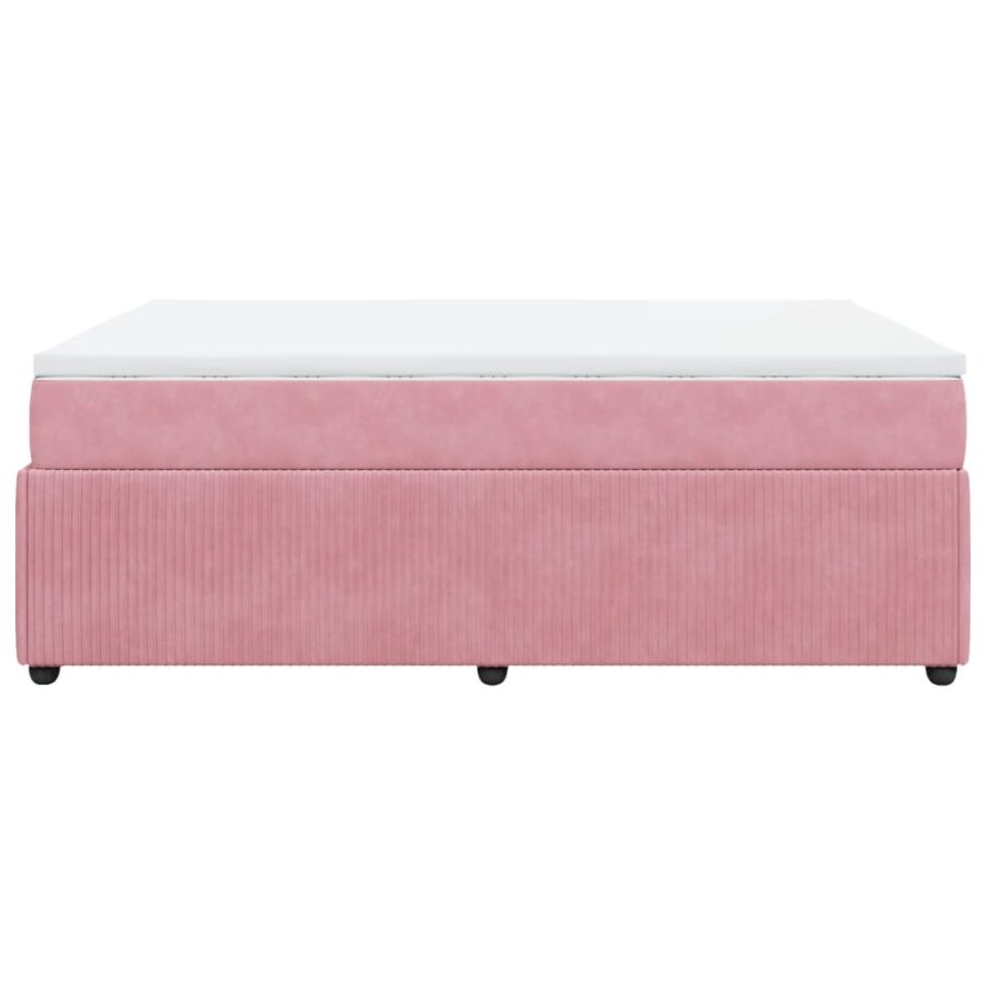 Boxspring met matras fluweel roze 160x200 cm - Afbeelding 8