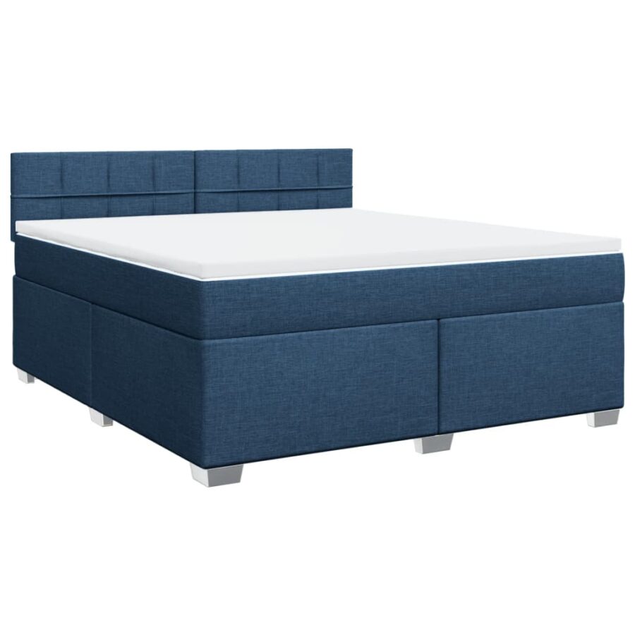 Boxspring met matras stof blauw 180x200 cm - Afbeelding 2