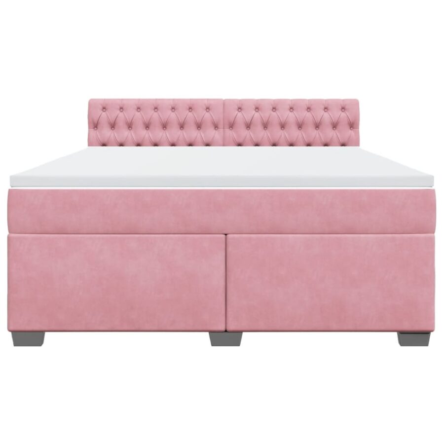 Boxspring met matras fluweel roze 180x200 cm - Afbeelding 4
