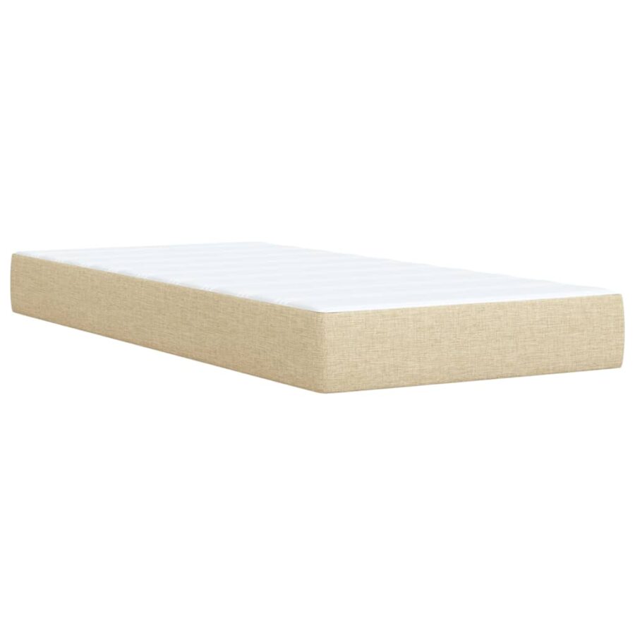 Boxspring met matras stof crèmekleurig 90x200 cm - Afbeelding 9