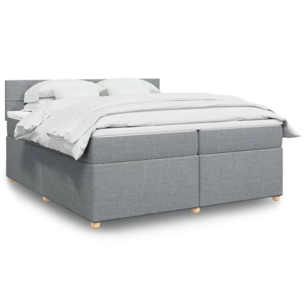 Boxspring met matras stof lichtgrijs 200x200 cm