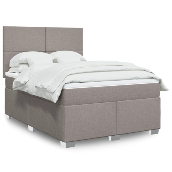 Boxspring met matras stof taupe 140x190 cm