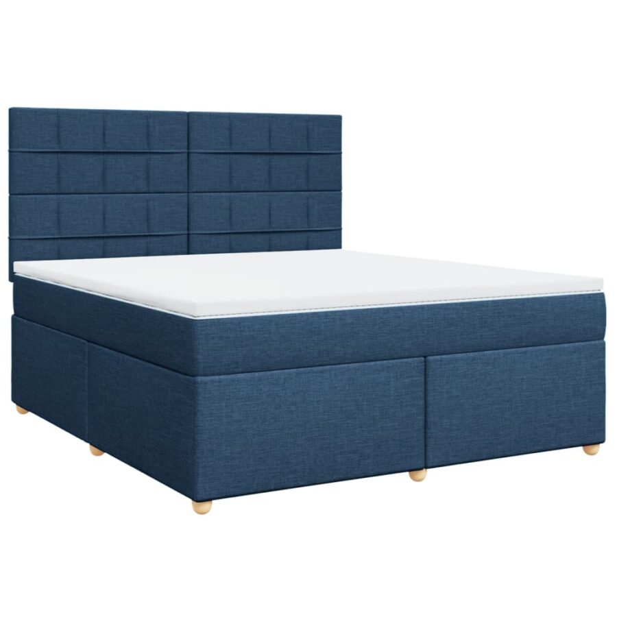 Boxspring met matras stof blauw 180x200 cm - Afbeelding 2