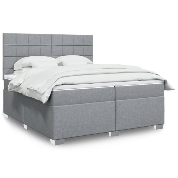 Boxspring met matras stof lichtgrijs 200x200 cm