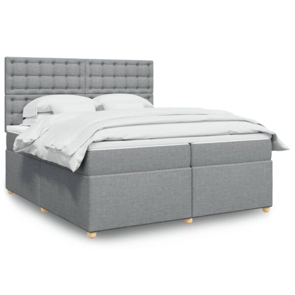 Boxspring met matras stof lichtgrijs 200x200 cm