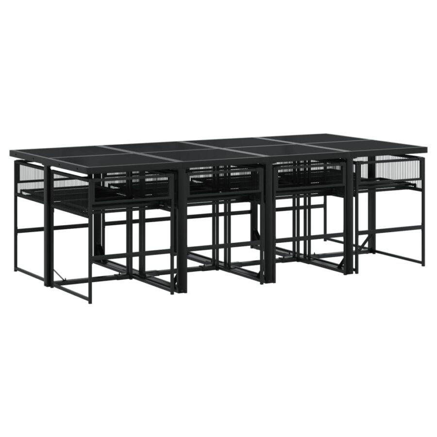 9-delige Tuinset poly rattan zwart - Afbeelding 7