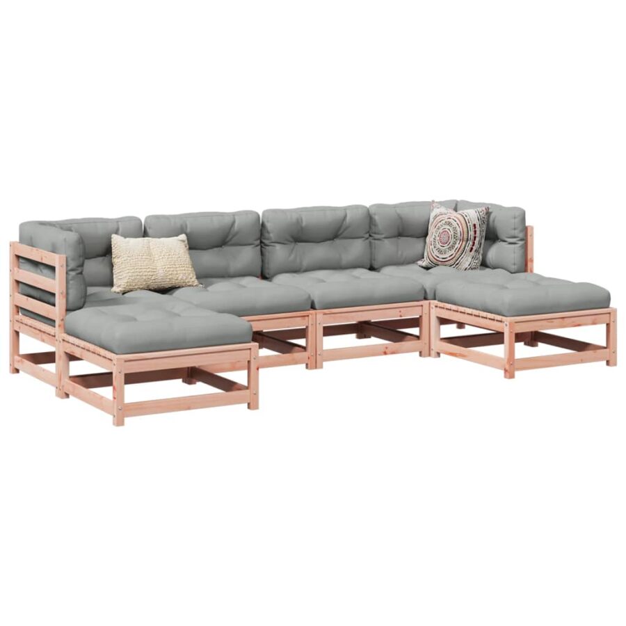 6-delige Loungeset met kussens massief douglas vurenhout