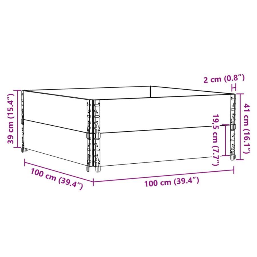 Palletopzetranden 2 st 100x100 cm massief grenenhout - Afbeelding 8