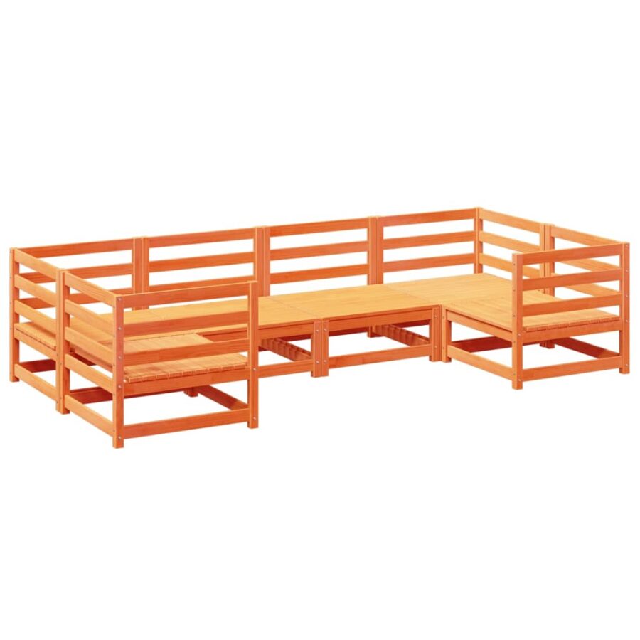 6-delige Loungeset massief grenenhout wasbruin - Afbeelding 2