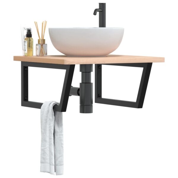 Badkamer wandschap staal en massief beukenhout