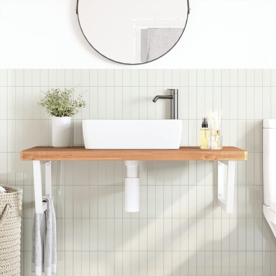 Badkamer wandschap staal en massief beukenhout - Afbeelding 3