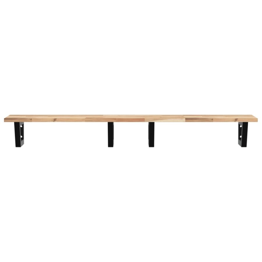 Badkamer wandschap staal en massief acaciahout - Afbeelding 4