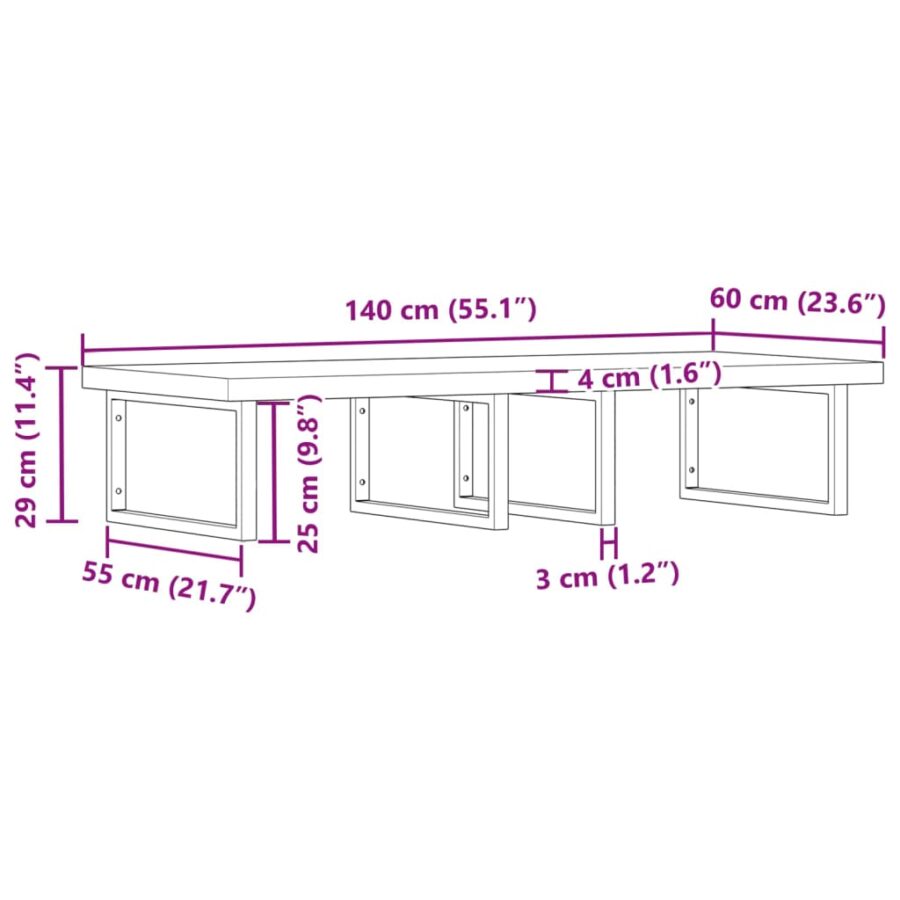 Badkamer wandschap staal en massief acaciahout - Afbeelding 11