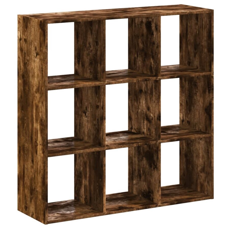 Boekenkast 102x32x102 cm bewerkt hout gerookt eikenkleurig - Afbeelding 6