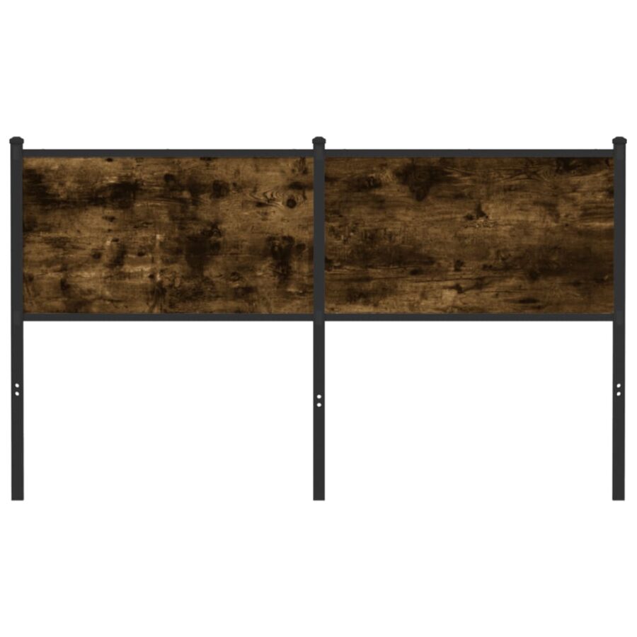 Hoofdbord 140 cm bewerkt hout en staal gerookt eikenkleurig - Afbeelding 3