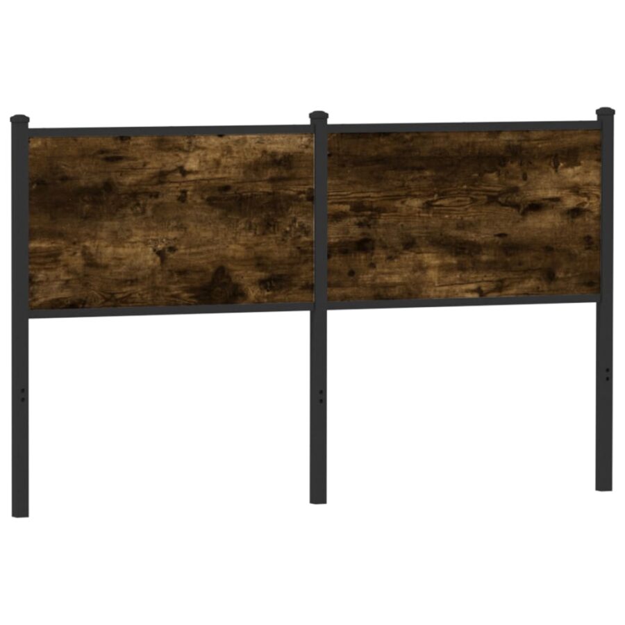 Hoofdbord 140 cm bewerkt hout en staal gerookt eikenkleurig - Afbeelding 5