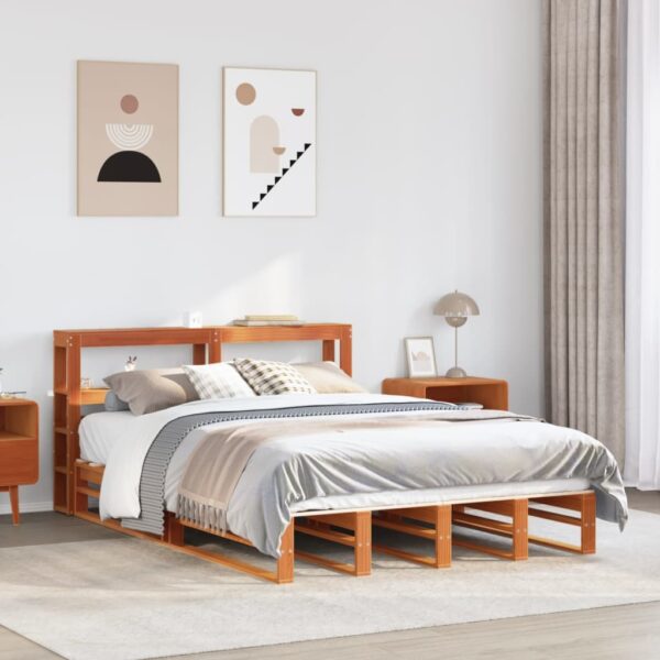 Bedframe zonder matras massief grenenhout wasbruin 120x190 cm