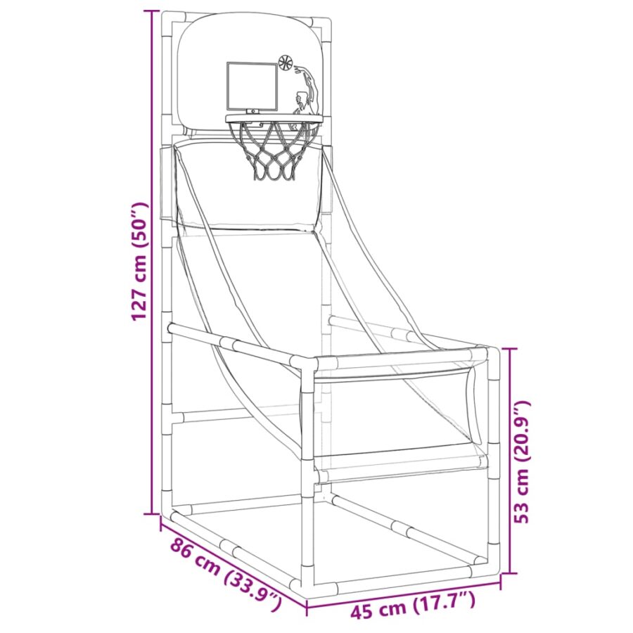 Arcade basketbalset met bal en pomp 45x86x127 cm - Afbeelding 11