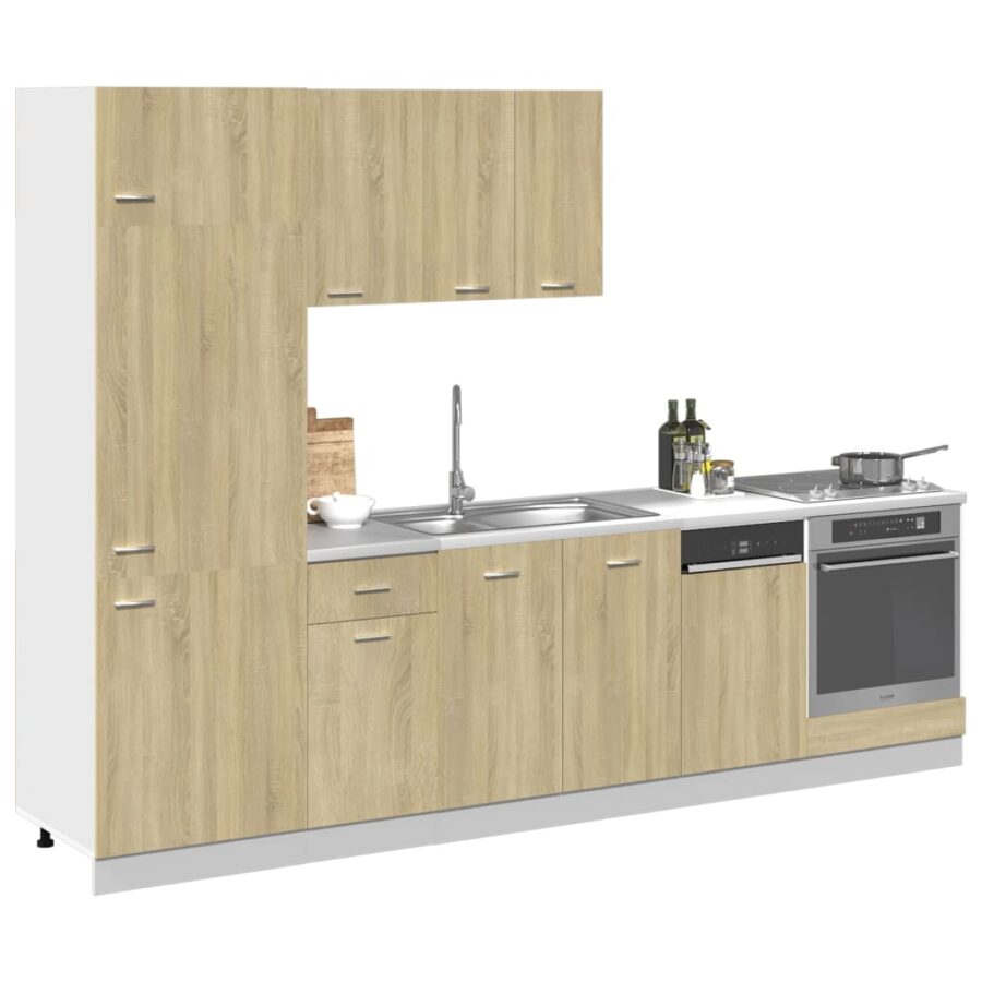 7-delige Keukenkastenset bewerkt hout sonoma eikenkleurig - Afbeelding 3