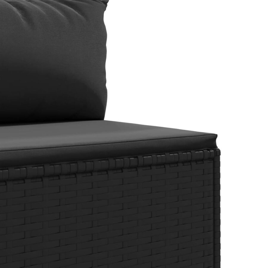 6-delige Loungeset met kussens poly rattan zwart - Afbeelding 9