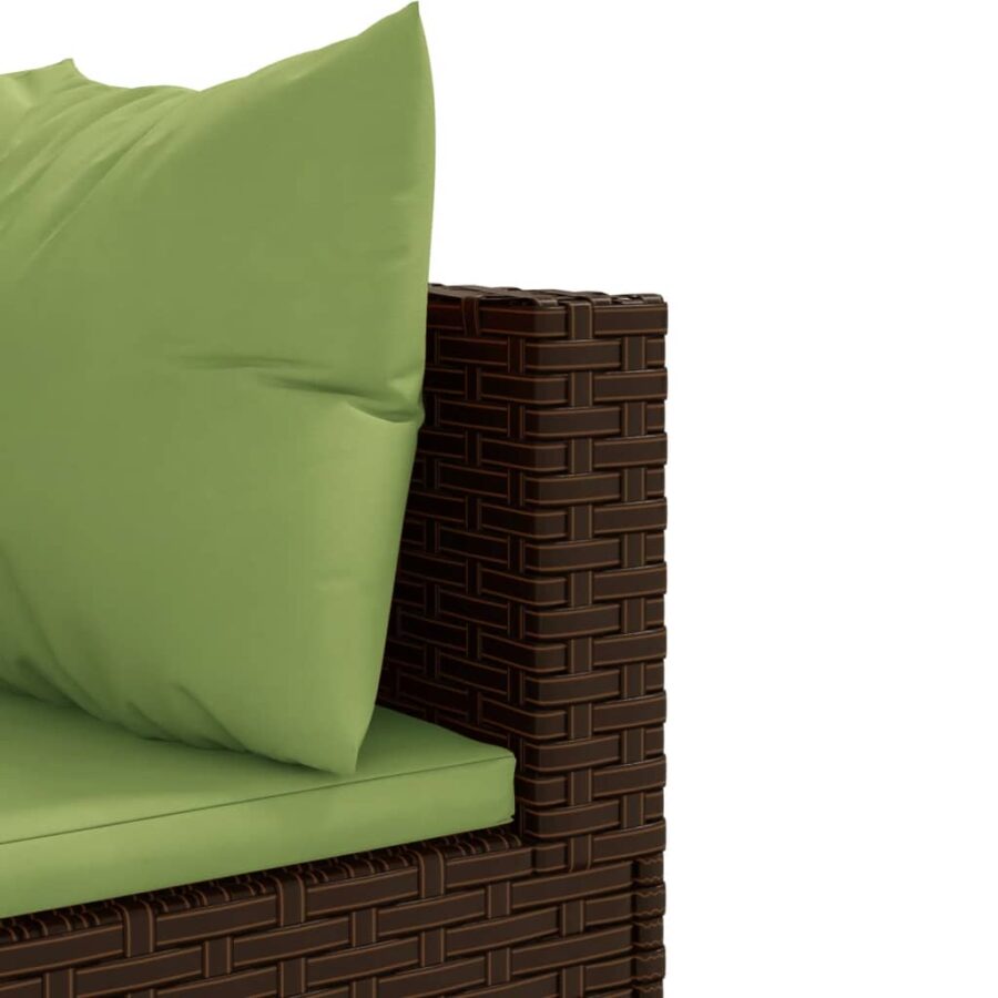 5-delige Loungeset met kussens poly rattan bruin - Afbeelding 6