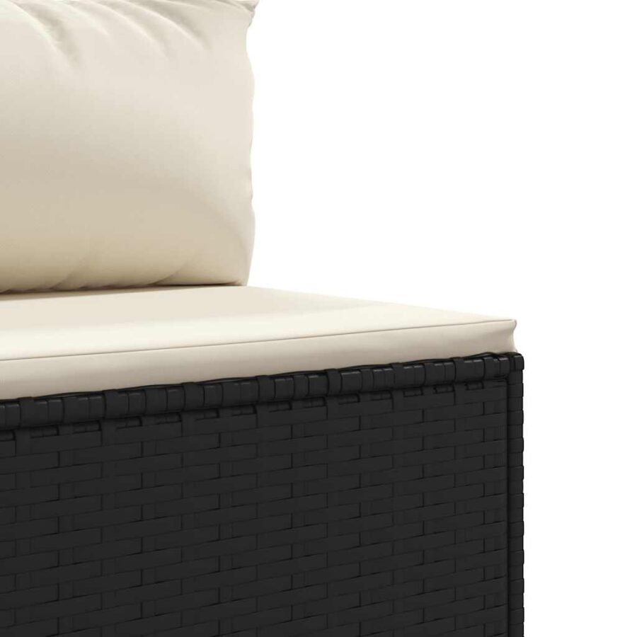 6-delige Loungeset met kussens poly rattan zwart - Afbeelding 5
