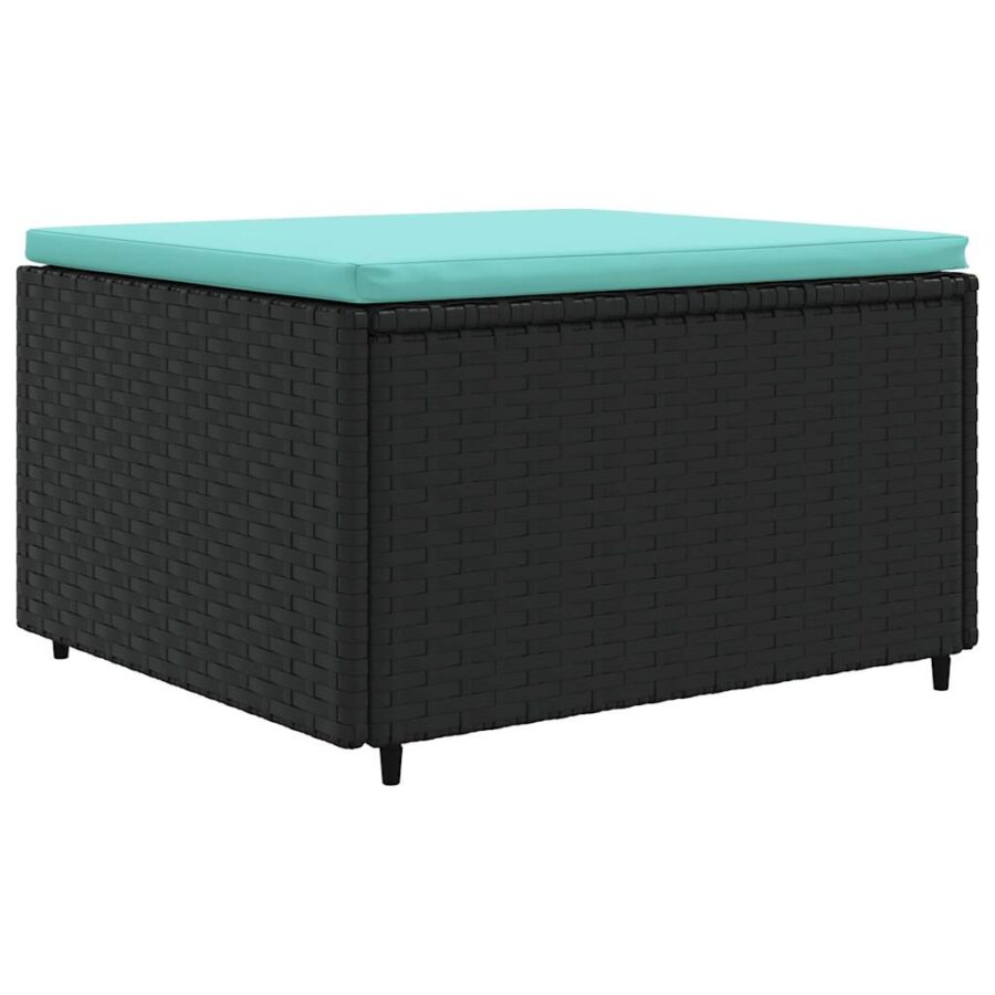 6-delige Loungeset met kussens poly rattan zwart - Afbeelding 5