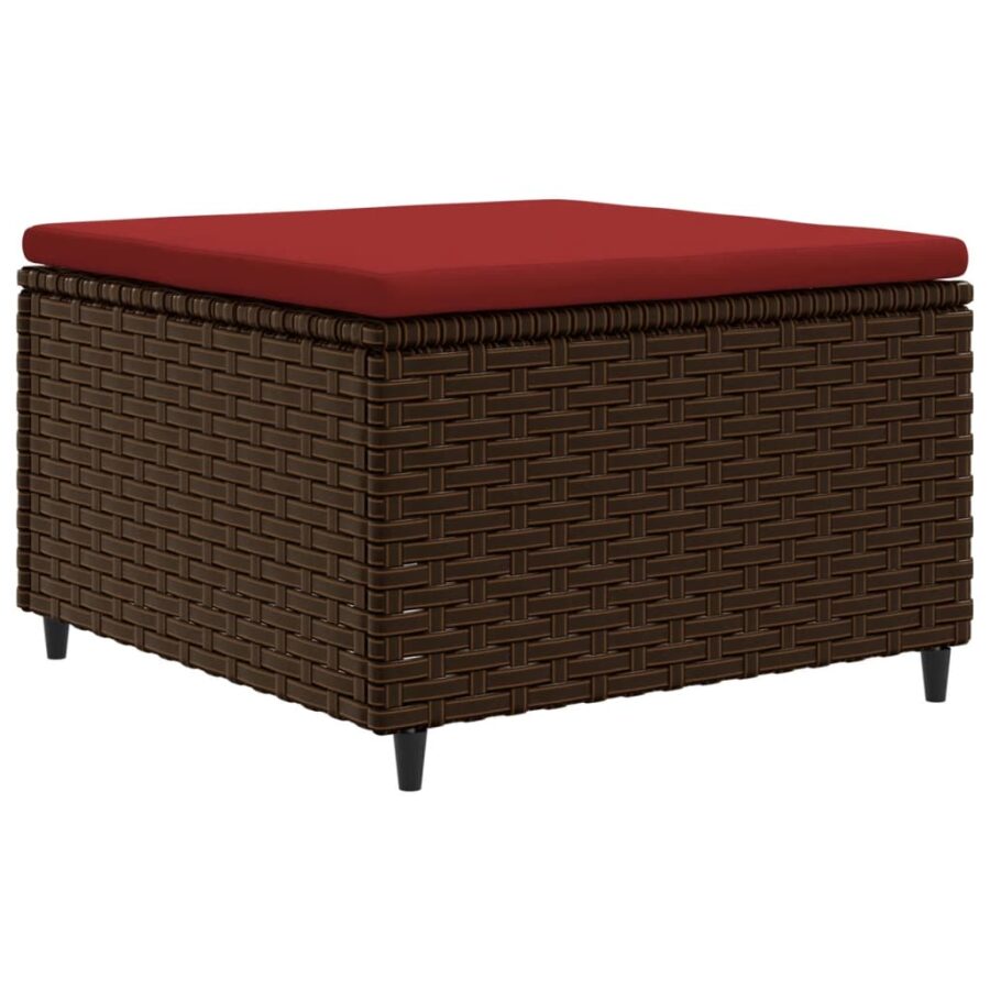 6-delige Loungeset met kussens poly rattan bruin - Afbeelding 5