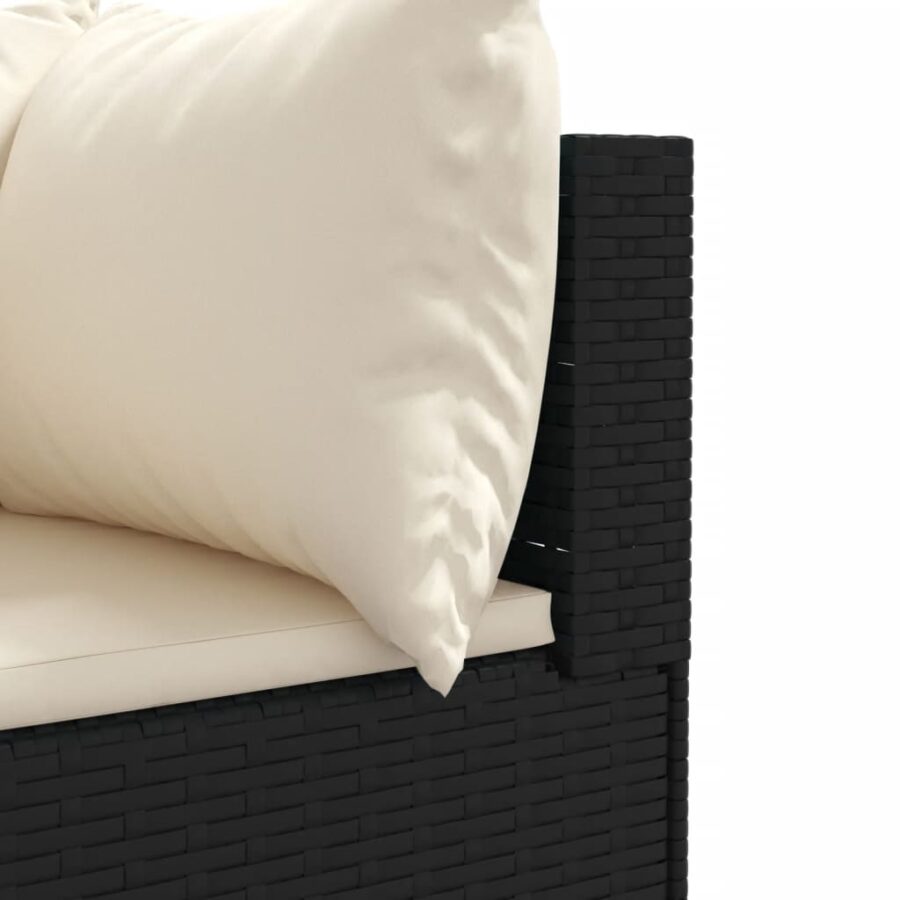 6-delige Loungeset met kussens poly rattan zwart - Afbeelding 7