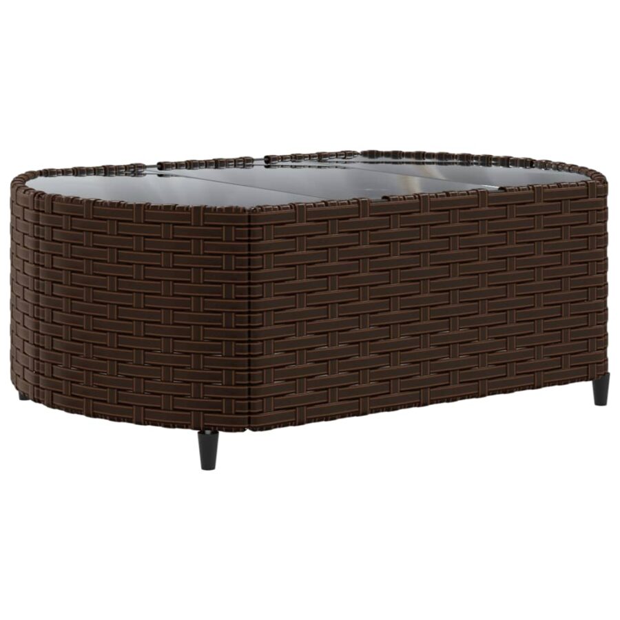 5-delige Loungeset met kussens poly rattan bruin - Afbeelding 5