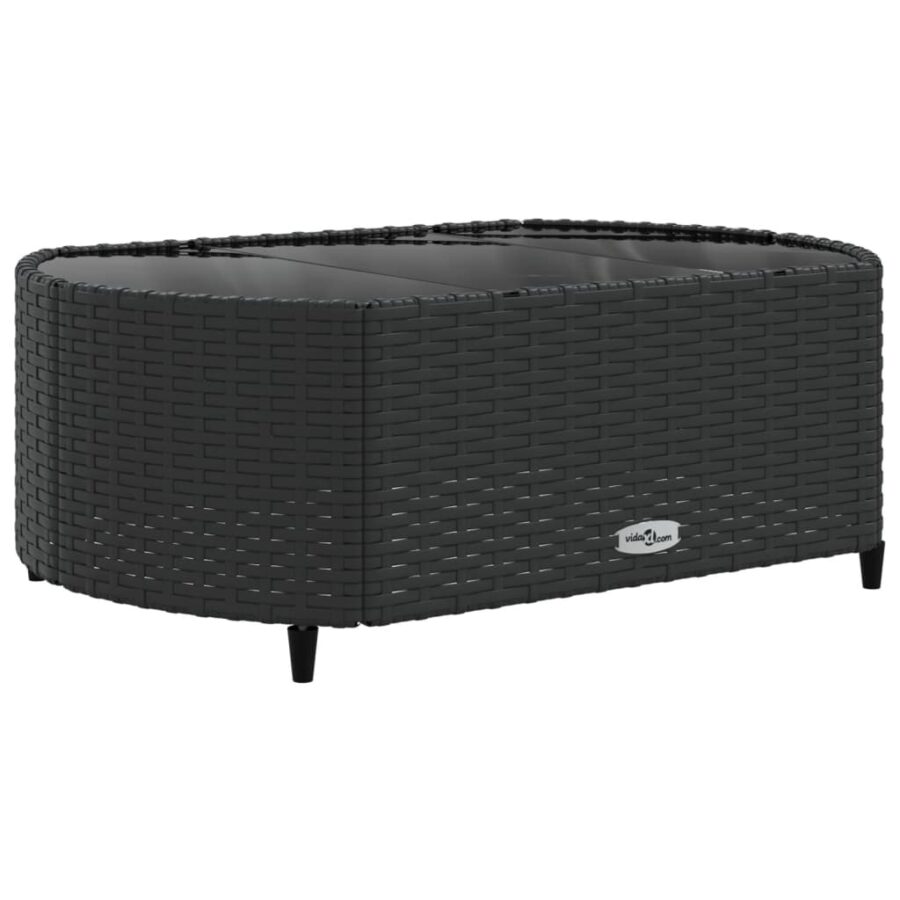 6-delige Loungeset met kussens poly rattan zwart - Afbeelding 5