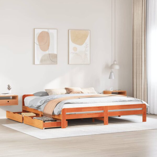 Bedframe zonder matras massief grenenhout wasbruin 180x200 cm
