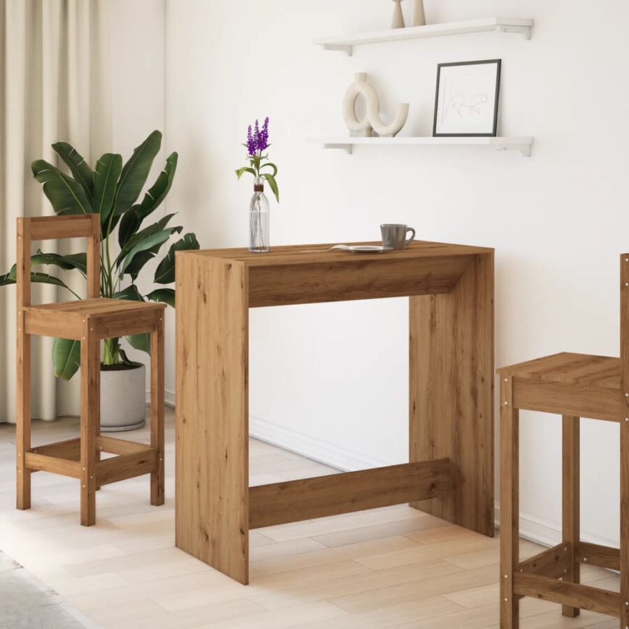 Bartafel 102x50x103,5 cm bewerkt hout artisanaal eikenkleur - Afbeelding 3